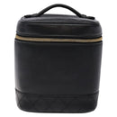 CHANEL Vanity Pouch Leather Black Gold CC Auth bs29276-2