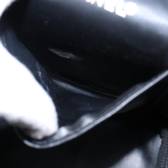 CHANEL Vanity Pouch Leather Black Gold CC Auth bs29276