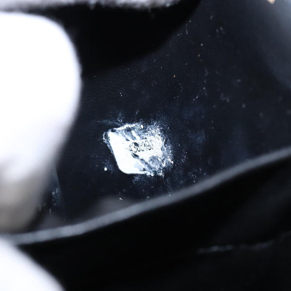 CHANEL Vanity Pouch Leather Black Gold CC Auth bs29276