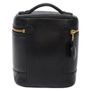 CHANEL Vanity Pouch Leather Black Gold CC Auth bs29276-3