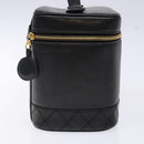 CHANEL Vanity Pouch Leather Black Gold CC Auth bs29276-5