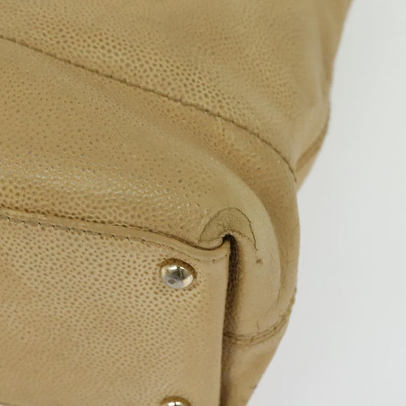 CHANEL Tote Bag Caviar Skin Beige Gold CC Auth bs29277