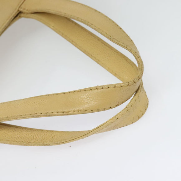 CHANEL Tote Bag Caviar Skin Beige Gold CC Auth bs29277