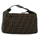 FENDI Zucca Canvas Vanity Pouch Black Brown Silver Auth bs29279-1