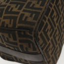 FENDI Zucca Canvas Vanity Pouch Black Brown Silver Auth bs29279-15