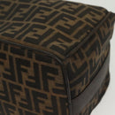 FENDI Zucca Canvas Vanity Pouch Black Brown Silver Auth bs29279-16