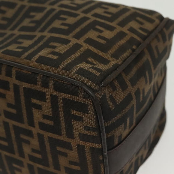 FENDI Zucca Canvas Vanity Pouch Black Brown Silver Auth bs29279