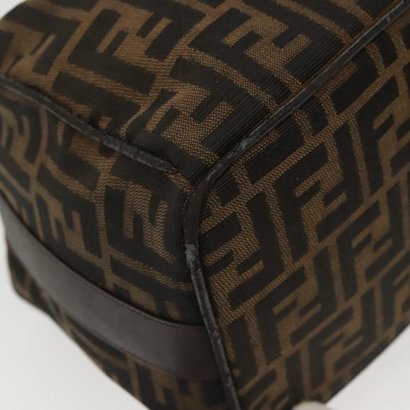 FENDI Zucca Canvas Vanity Pouch Black Brown Silver Auth bs29279