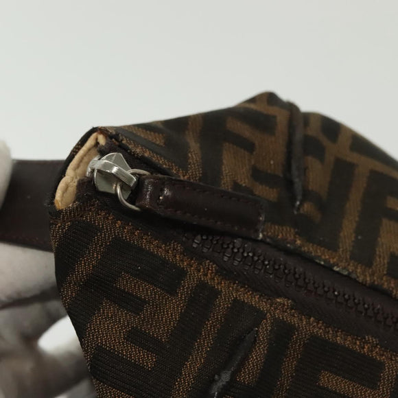 FENDI Zucca Canvas Vanity Pouch Black Brown Silver Auth bs29279