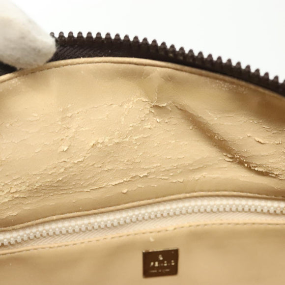 FENDI Zucca Canvas Vanity Pouch Black Brown Silver Auth bs29279