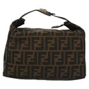 FENDI Zucca Canvas Vanity Pouch Black Brown Silver Auth bs29279-13