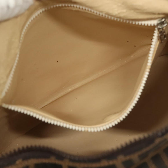 FENDI Zucca Canvas Vanity Pouch Black Brown Silver Auth bs29279