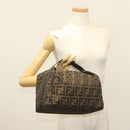 FENDI Zucca Canvas Vanity Pouch Black Brown Silver Auth bs29279-23