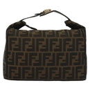 FENDI Zucca Canvas Vanity Pouch Black Brown Silver Auth bs29279-2