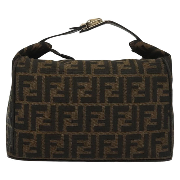 FENDI Zucca Canvas Vanity Pouch Black Brown Silver Auth bs29279