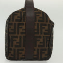 FENDI Zucca Canvas Vanity Pouch Black Brown Silver Auth bs29279-4