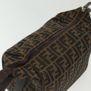 FENDI Zucca Canvas Vanity Pouch Black Brown Silver Auth bs29279-6