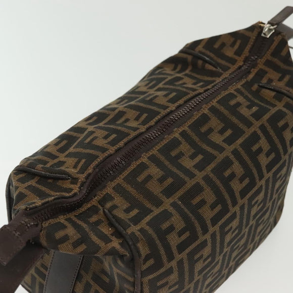 FENDI Zucca Canvas Vanity Pouch Black Brown Silver Auth bs29279