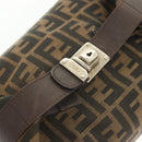 FENDI Zucca Canvas Vanity Pouch Black Brown Silver Auth bs29279-7