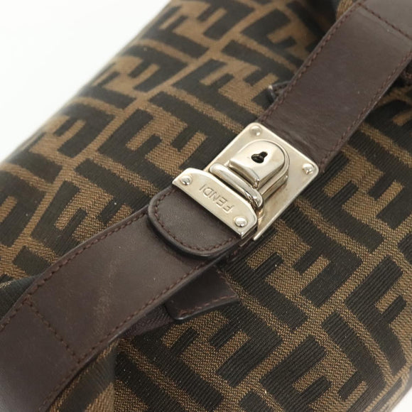 FENDI Zucca Canvas Vanity Pouch Black Brown Silver Auth bs29279