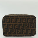 FENDI Zucca Canvas Vanity Pouch Black Brown Silver Auth bs29279-5
