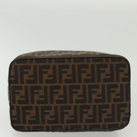 FENDI Zucca Canvas Vanity Pouch Black Brown Silver Auth bs29279