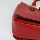 Miu Miu Hand Bag Leather Red Gold Auth bs29282-8