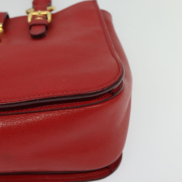 Miu Miu Hand Bag Leather Red Gold Auth bs29282