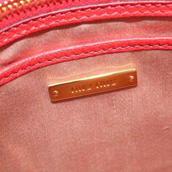 Miu Miu Hand Bag Leather Red Gold Auth bs29282