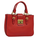 Miu Miu Hand Bag Leather Red Gold Auth bs29282-1