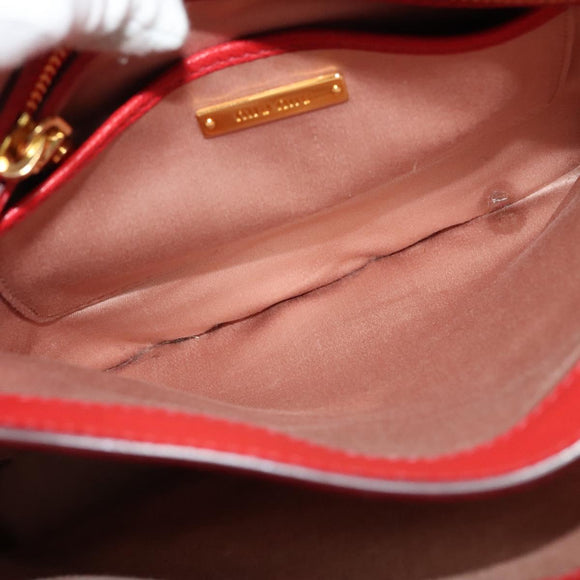 Miu Miu Hand Bag Leather Red Gold Auth bs29282