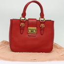 Miu Miu Hand Bag Leather Red Gold Auth bs29282-12