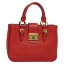 Miu Miu Hand Bag Leather Red Gold Auth bs29282-13