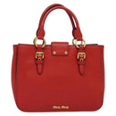Miu Miu Hand Bag Leather Red Gold Auth bs29282-2
