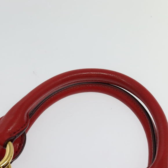 Miu Miu Hand Bag Leather Red Gold Auth bs29282