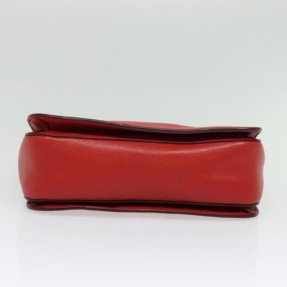 Miu Miu Hand Bag Leather Red Gold Auth bs29282