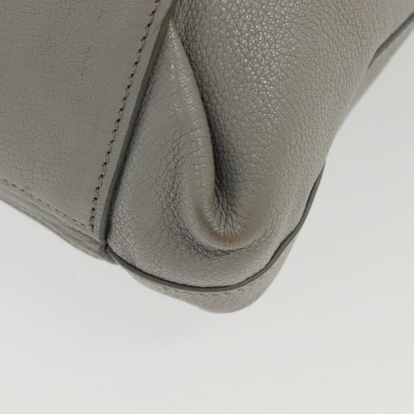 Miu Miu Tote Bag Leather Gray Gold Auth bs29284