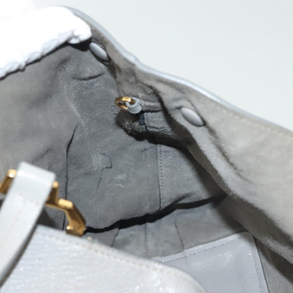 Miu Miu Tote Bag Leather Gray Gold Auth bs29284