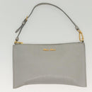 Miu Miu Tote Bag Leather Gray Gold Auth bs29284-23
