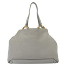 Miu Miu Tote Bag Leather Gray Gold Auth bs29284-4