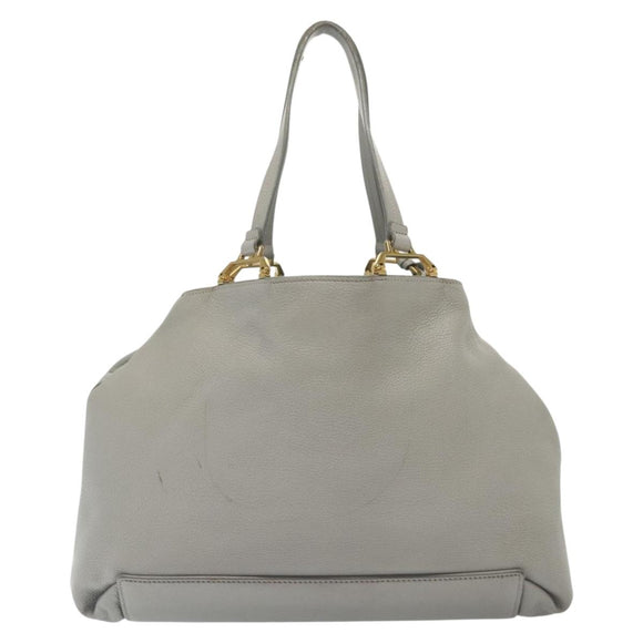 Miu Miu Tote Bag Leather Gray Gold Auth bs29284