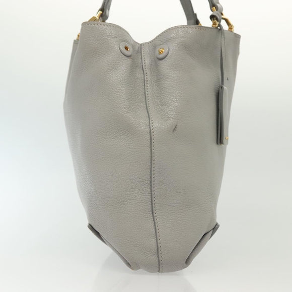 Miu Miu Tote Bag Leather Gray Gold Auth bs29284