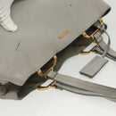 Miu Miu Tote Bag Leather Gray Gold Auth bs29284-8