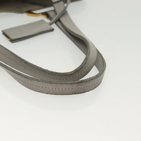 Miu Miu Tote Bag Leather Gray Gold Auth bs29284