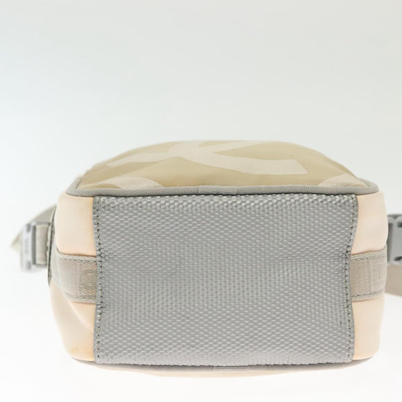 CHANEL Sports Shoulder Bag Nylon Beige Gray CC Auth bs29288