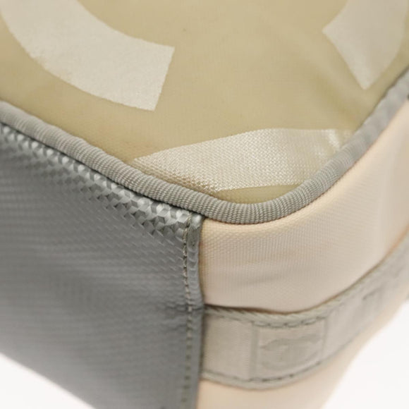 CHANEL Sports Shoulder Bag Nylon Beige Gray CC Auth bs29288