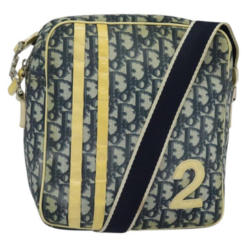 Christian Dior Trotter Canvas Shoulder Bag PVC Blue Silver Auth bs29296