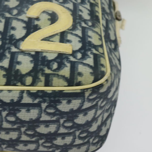 Christian Dior Trotter Canvas Shoulder Bag PVC Blue Silver Auth bs29296