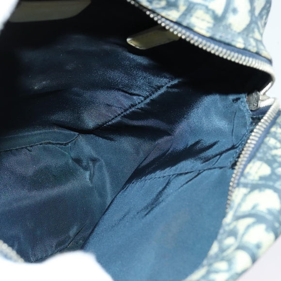 Christian Dior Trotter Canvas Shoulder Bag PVC Blue Silver Auth bs29296