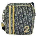 Christian Dior Trotter Canvas Shoulder Bag PVC Blue Silver Auth bs29296-13